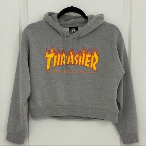 Thrasher Cropped Hoodie Gray XS